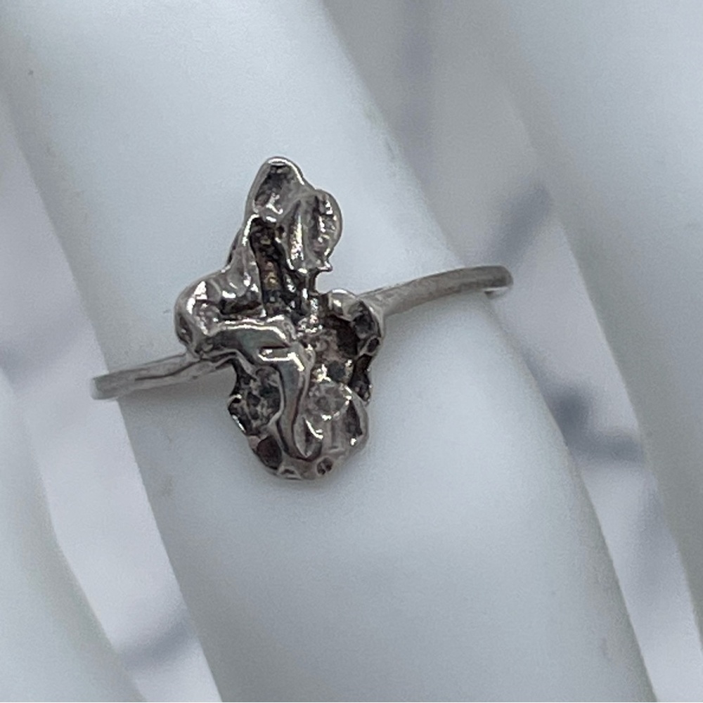 Sterling Silver Ring Brutalist Style Size 6.5
